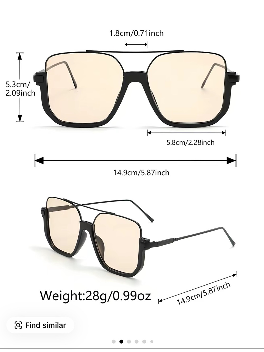 Oversized Square Sunglasses. NWOT. Black or Orange. (No case) - Picture 5 of 6